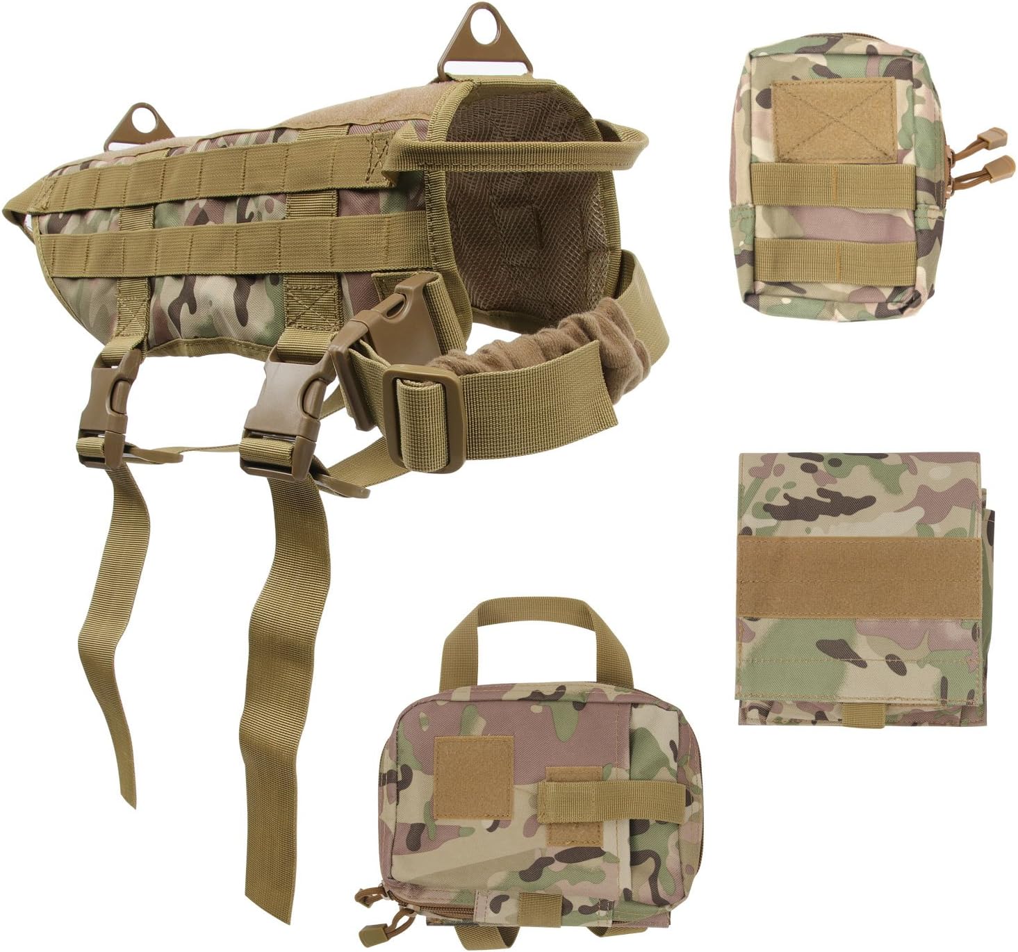 Conysan Tactical Dog Training Molle Vest Harness With Detachable Pouches