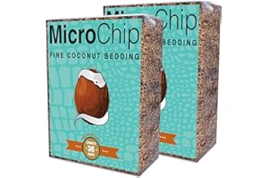 REPTICHIP PREMIUM COCONUT SUBSTRATE Microchip Fine Coconut Substrate and Coco Husk Chip Mix Bedding for for Bioactive Terrarium Tanks, Reptiles, Inverts, Frogs, Tarantulas, and Geckos Bedding for Terrarium Floor Cover (36 Quart 2 Pack)