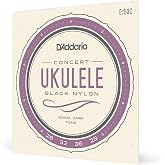 D'Addario Ukulele Strings Black Nylon Concert EJ53C, 4-String Set | D'Addario ukulele strings deliver warm tone, excellent intonation, tuning stability and long-lasting performance.