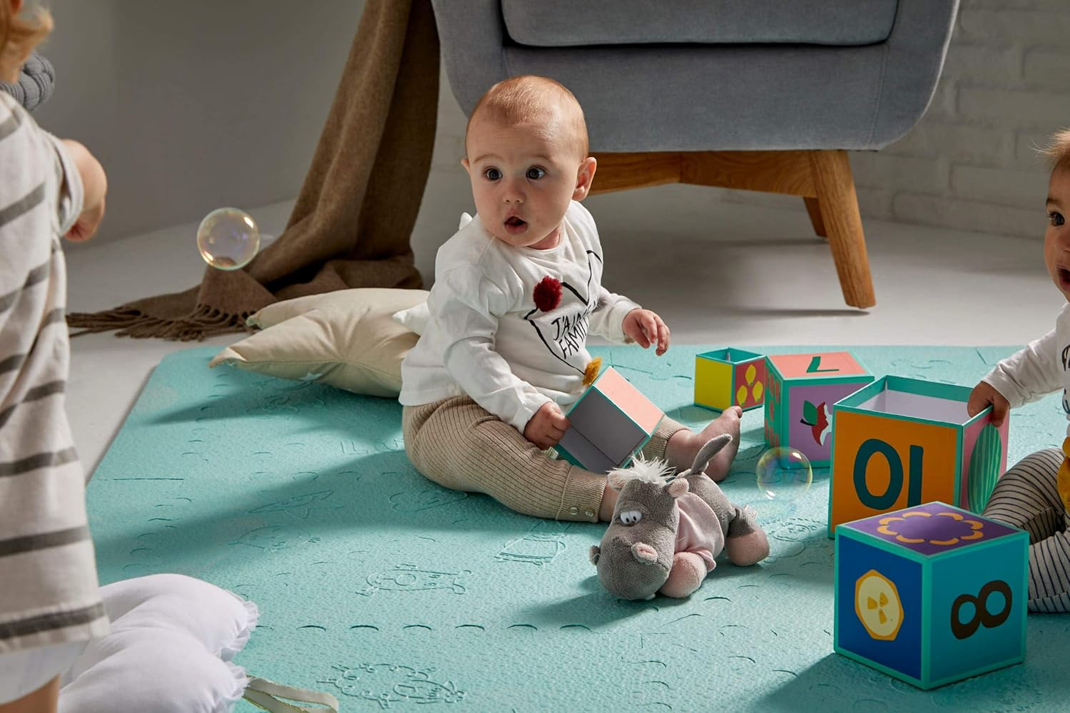 Lubabymats Original Tapis Puzzle Matelasse Pour Enfant En Mousse Premium Eva Qualite Et Rembourrage Extra Grand Tapis De Jeu Epais Pour Bebe De Couleur Menthe Mint Amazon Fr Bebes Puericulture