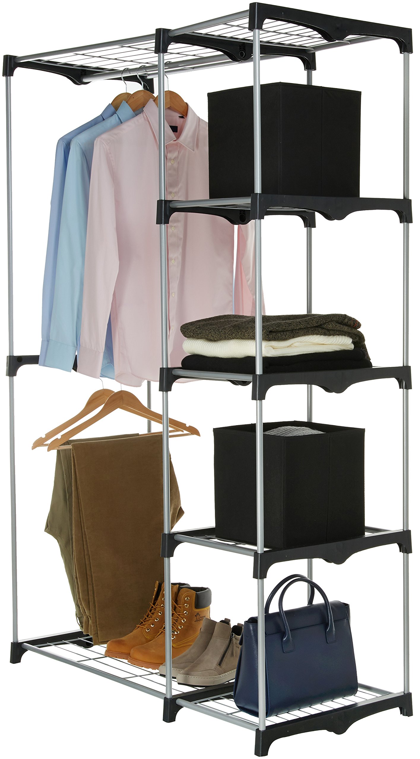 AmazonBasics Double Rod Freestanding Closet Silver 840569100496 eBay