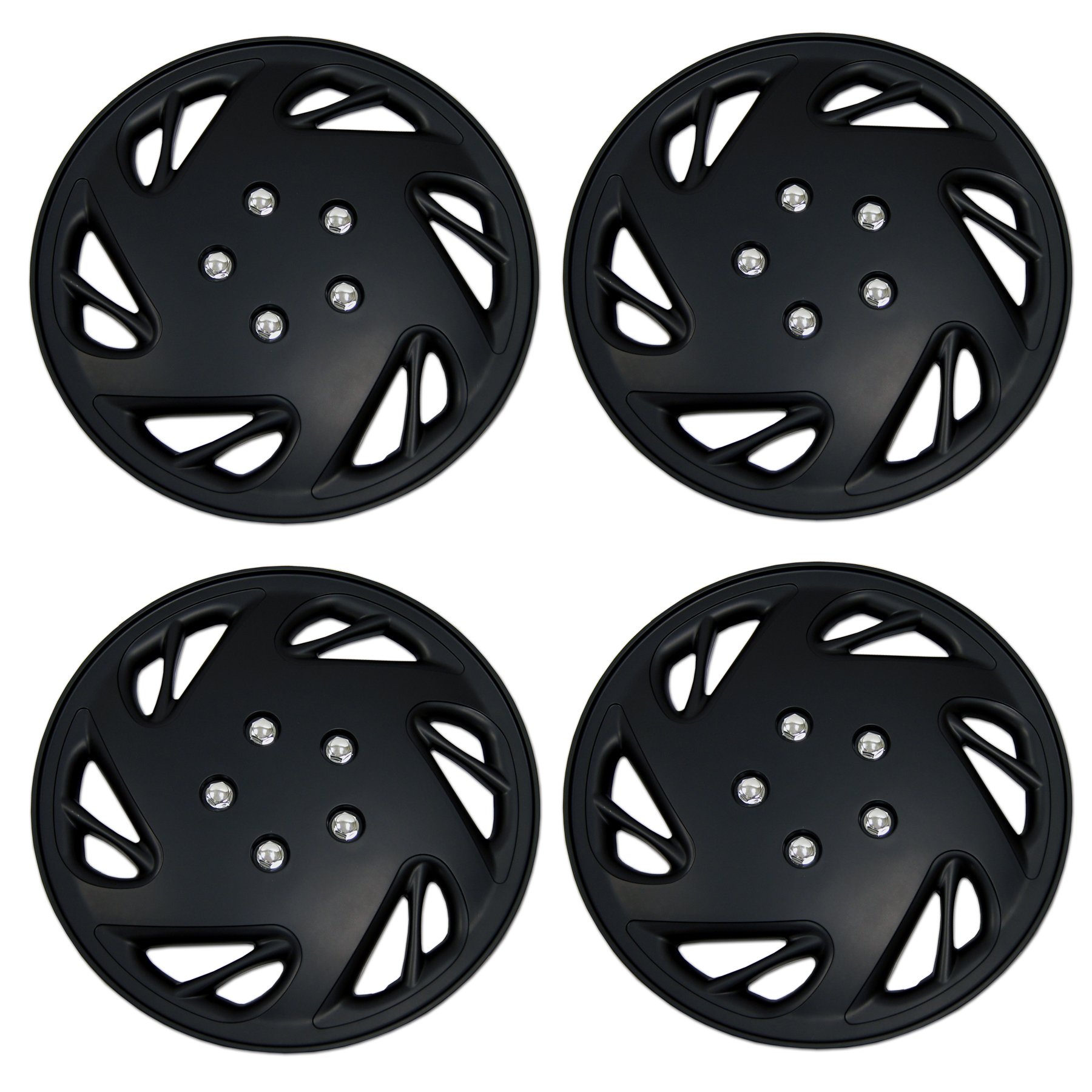 Photo 1 of Tuningpros WC3-17-9054-B - Pack of 4 Hubcaps - 17-Inches | Black | Style 054 Style Snap-On (Pop-On) Type Matte Black Wheel Covers Hub-caps