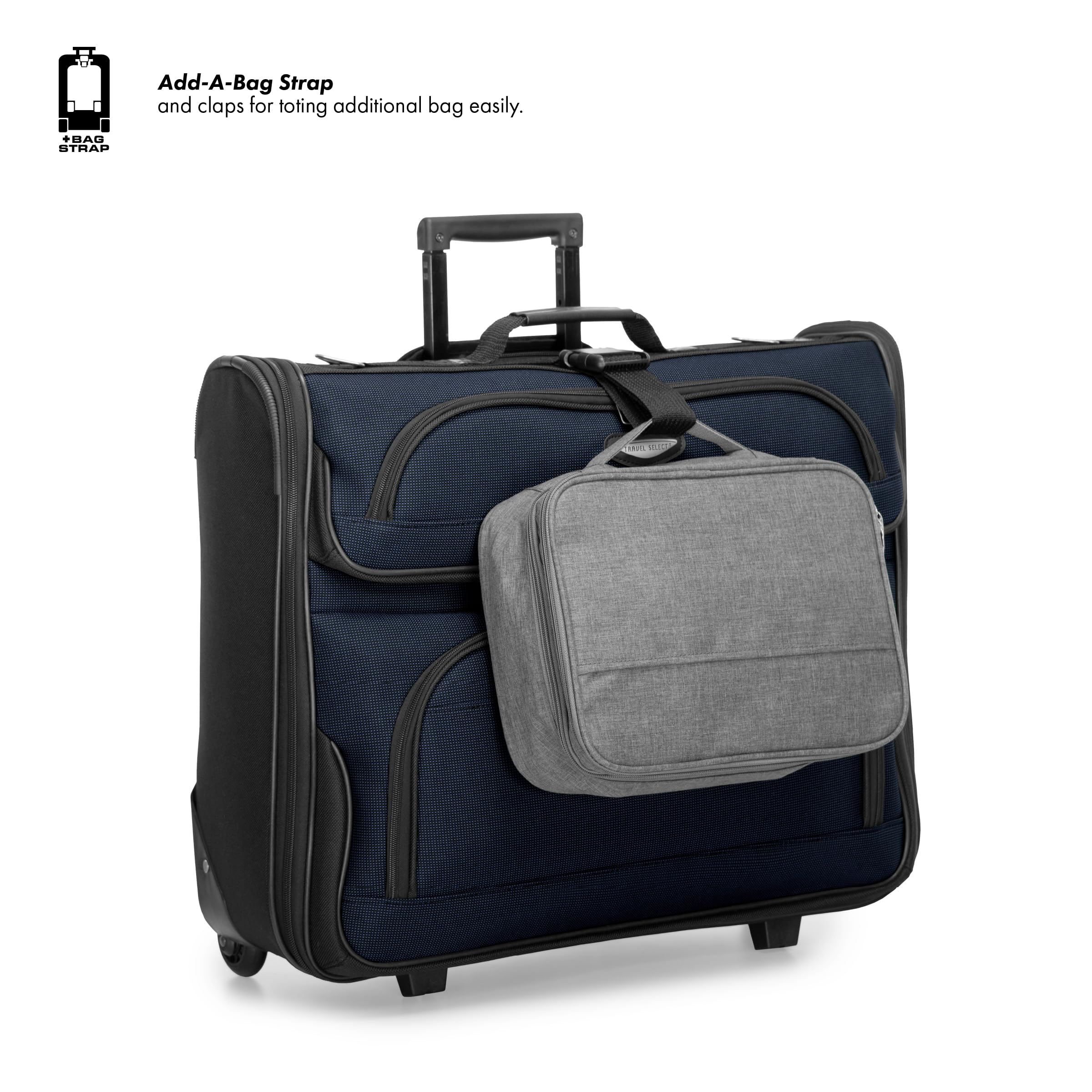 Travel Select Amsterdam Business Rolling Garment Bag, Softside Expandable Rolling 2-Wheeled Suit Carrier, Navy, One Size