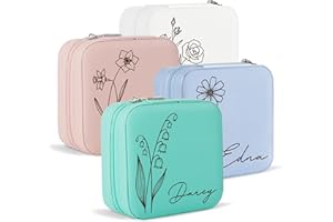 Party to Be Custom Name Jewelry Box with Birth Flower Personalized Jewelry Travel Case Organizer Bridesmaid Gifts Birthday Gi
