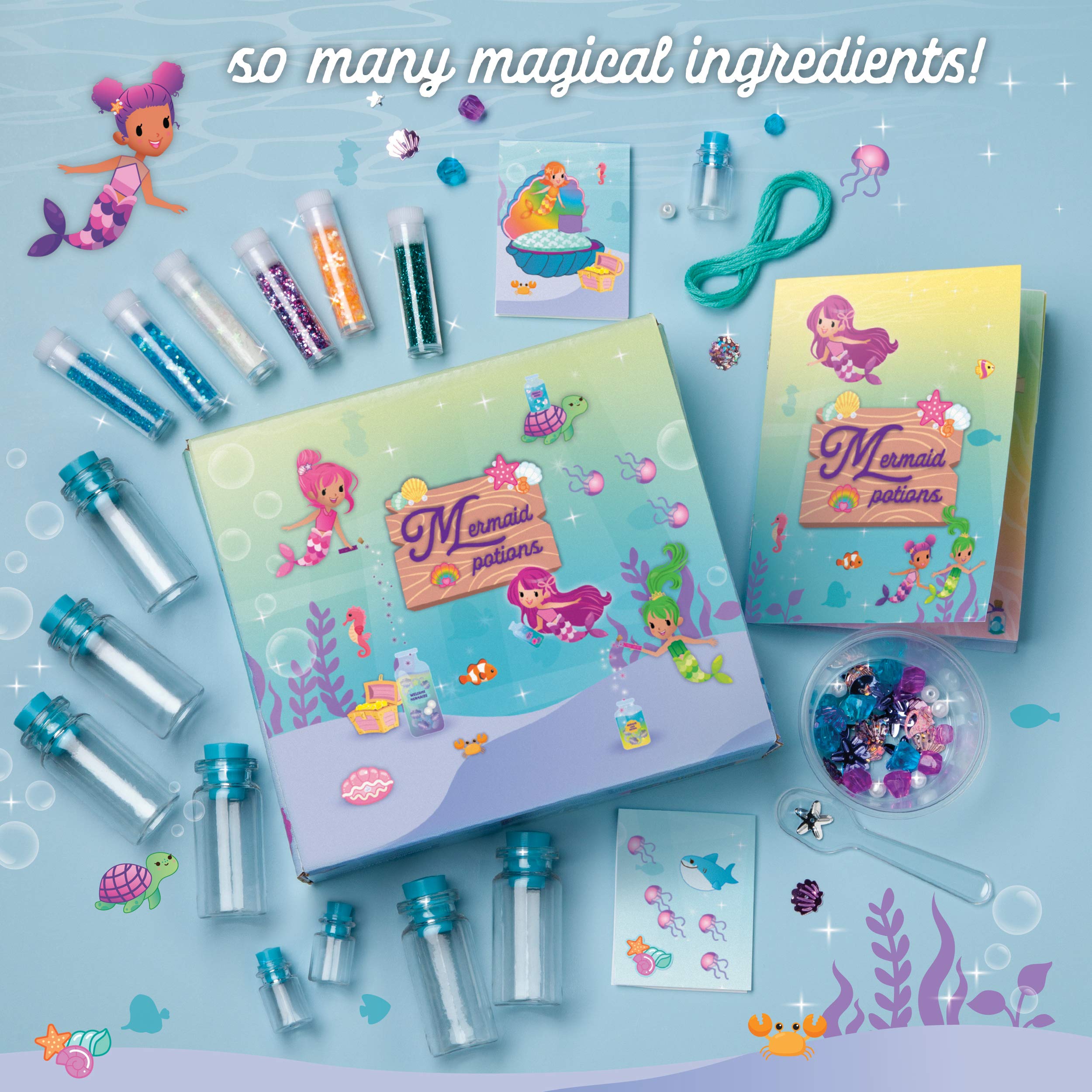 Mermaid Potion Kits for Kids – Glitter for Crafts, Arts and Crafts for Kids, Mermaid Accessories, Mermaid Toys, Mix Up Some Mermaid Magic, Easy Storage, Ages 6+