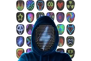 busutu LED Face Mask with Gesture Control & RGB Animation LED Display Makes - Rechargeable Light Up for Christmas Gift Costume Parties,Cosplay Events