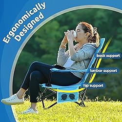 HaSteeL Folding Beach Chair Set of 2, Foldable Blue