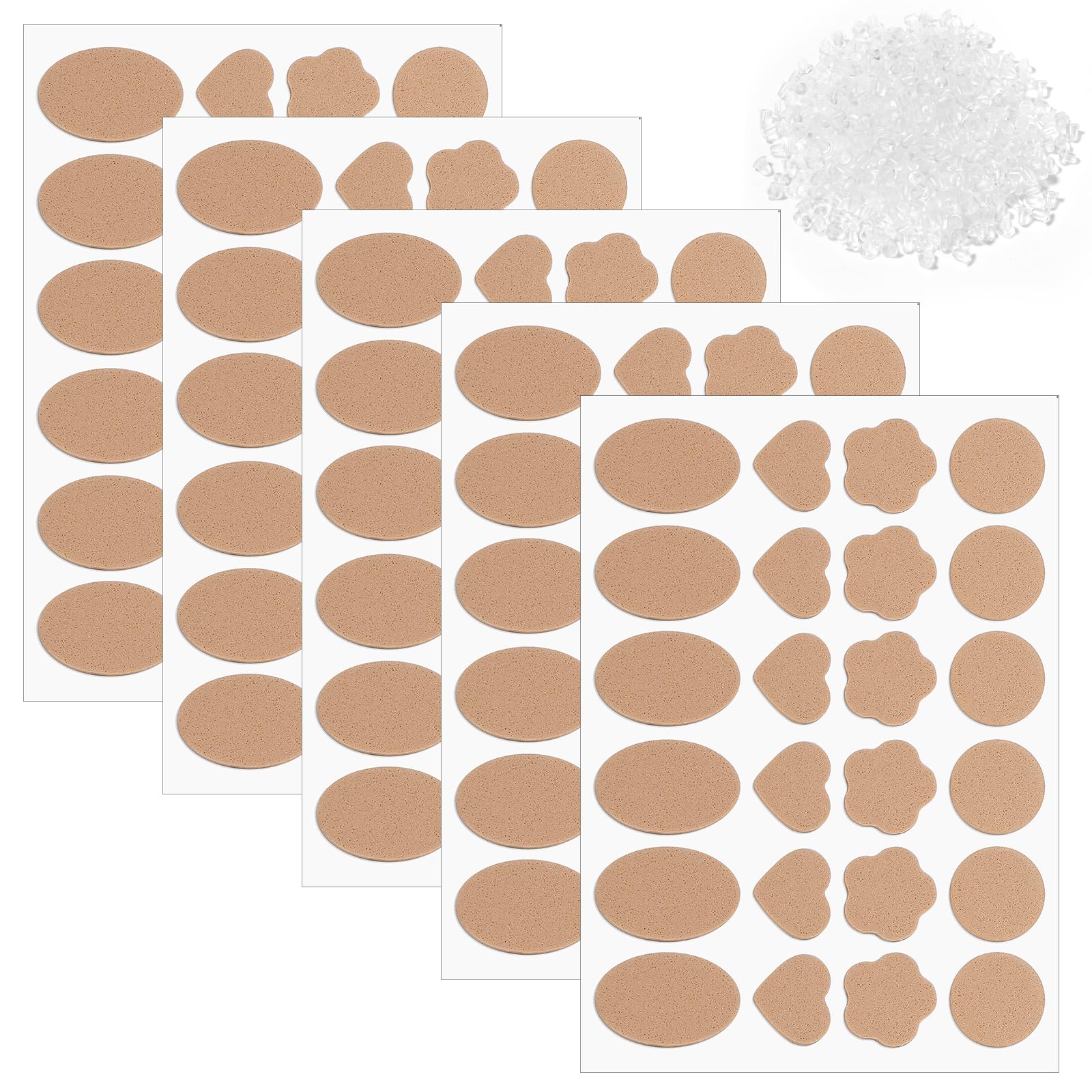 Photo 1 of 120 Pcs Earlobe Stickers with 500pcs Silicone Heavy Earring Support Backsearring Support Patches Ear Lobe Support Patches Self-Adhesive Waterproof Earring Backs Earlobe Lifter for Droopy Ears