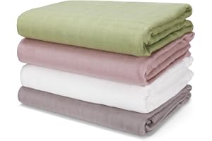 LITTLE SPUD Muslin Swaddle Blankets, Large Receiving Blankets for Boys and Girls, 4-Pack Soft and Breathable Swaddle Wrap for Newborn, 47 x 47 inches (Green Gray Series)