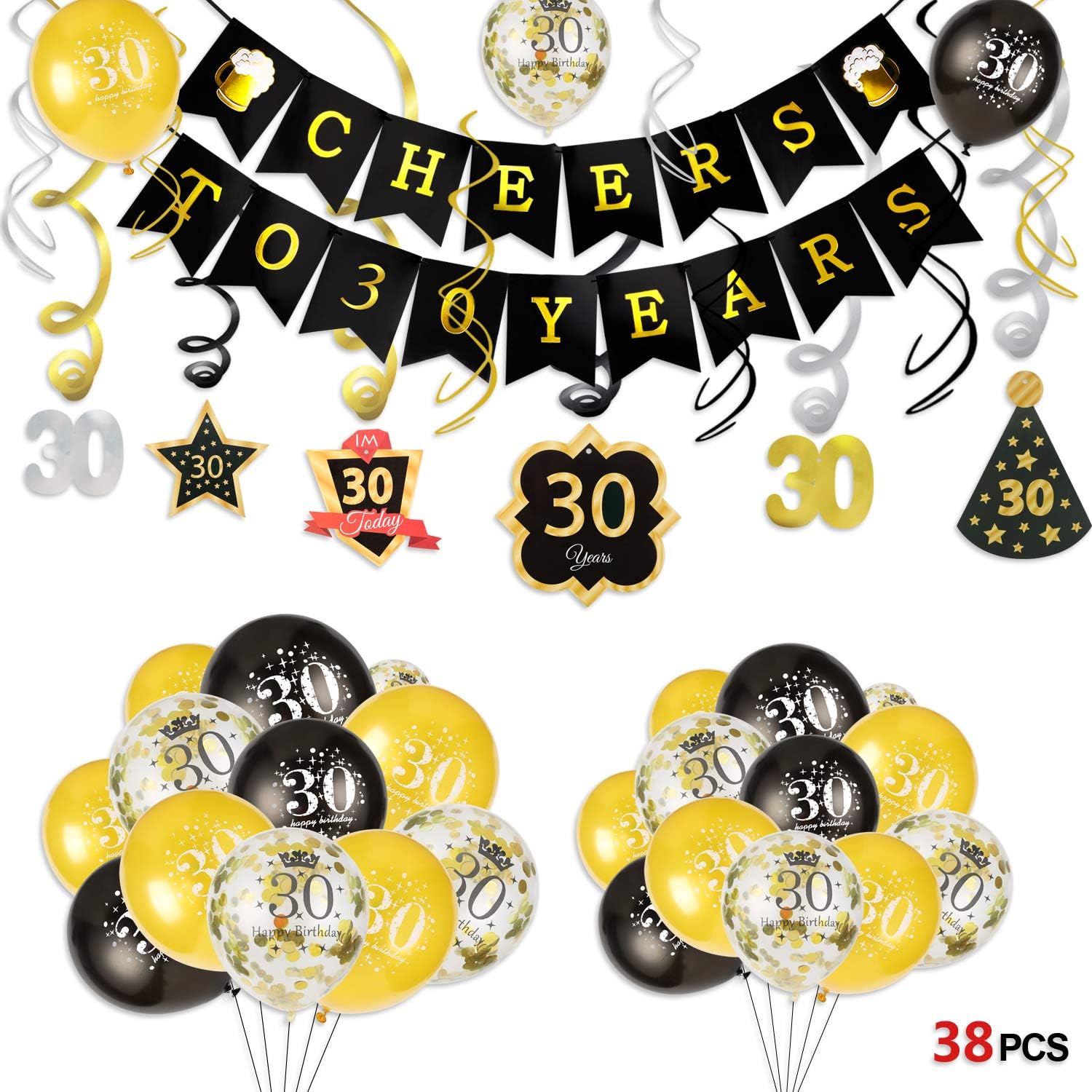 Howaf 40 Ans Femme Homme Anniversaire Decoration Kit Noir Or 40 Anniversaire Banniere Drapeaux Guirlande A Spirales Suspension Nombre 40 Latex Ballons Amazon Fr Jeux Et Jouets