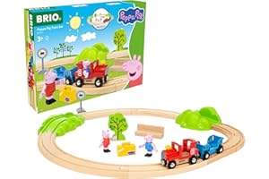 BRIO World Peppa Pig Train Set - 18-Piece FSC-Certified Wooden Railway Set - Includes Peppa and George Figures - Works with A
