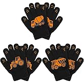 Cooraby 3 Pairs Winter Kids Gloves Warm Stretchy Knitted Magic Gloves Full Finger Mittens