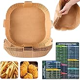 Air Fryer Disposable Paper Liner, Square Parchment Insert Non-Stick, Baking Food Grade Sheet for Aifryer Basket, Oven, Pan, Oil-proof, Water-proof, Papel Para Freidora De Aire(50PCS 7.9 Inch Natural)