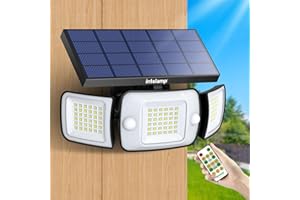 intelamp Solar Flood Lights Outdoor Waterproof, 6000mAh 1200LM Solar Powered Dual Motion Sensor LED Lighting Dusk to Dawn Security Floodlight Exterior with Remote for Outside Garden House Yard Porch