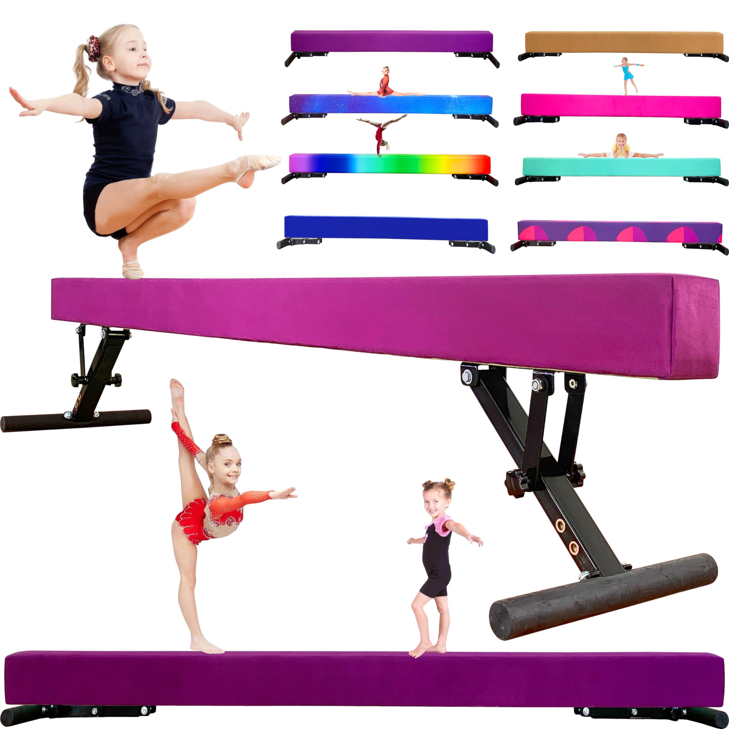 Photo 1 of **COLORISPURLE**MARFULA Adjustable Balance Beam 8 ft Gymnastic Beam Adjustable Height for Kids and Teenage of All Gymnastic Levels, Gymnastic Training Beam Gymnastic Equipment for Athlete Home and Gym Club Use