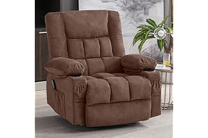 BOSMILLER Massage Swivel Rocker Recliner Chair with Vibration Massage and Heat Ergonomic Lounge Chair for Living Room with Rocking Function and Side Pocket, 2 Cup Holders, USB Charge Port