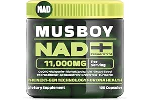 MUSBOY NAD+ Supplement, 11000mg Resveratrol & Quercetin Supplement Alternative for Anti-Aging, Cellular Energy, 120 Caps