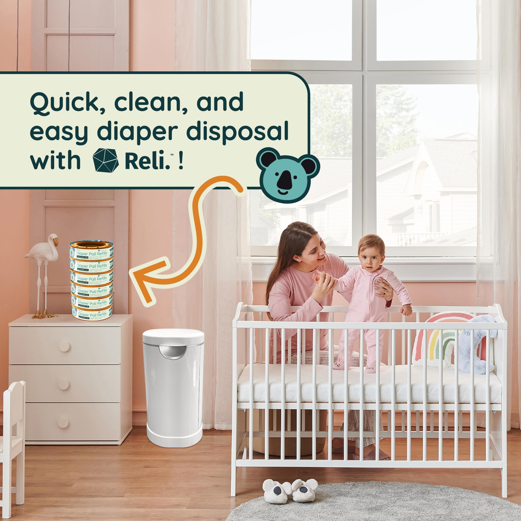 Reli. Diaper Pail Refill Bags, Compatible with Munchkin Step, Pail (6 Pack) | Pail Refills w/Lavender Scent | Odor Blocking, Strong, Easy Replacement | Holds up to 1,680 Diapers