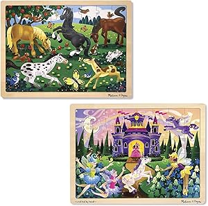 Melissa & Doug Jigsaw Bundle 48pc - Fairy Princess Castle and Horses