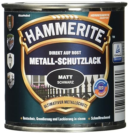 AkzoNobel (DIY HAMMERITE) Metall-Schutzlack Matt Schwarz 0,250 L, 5134931