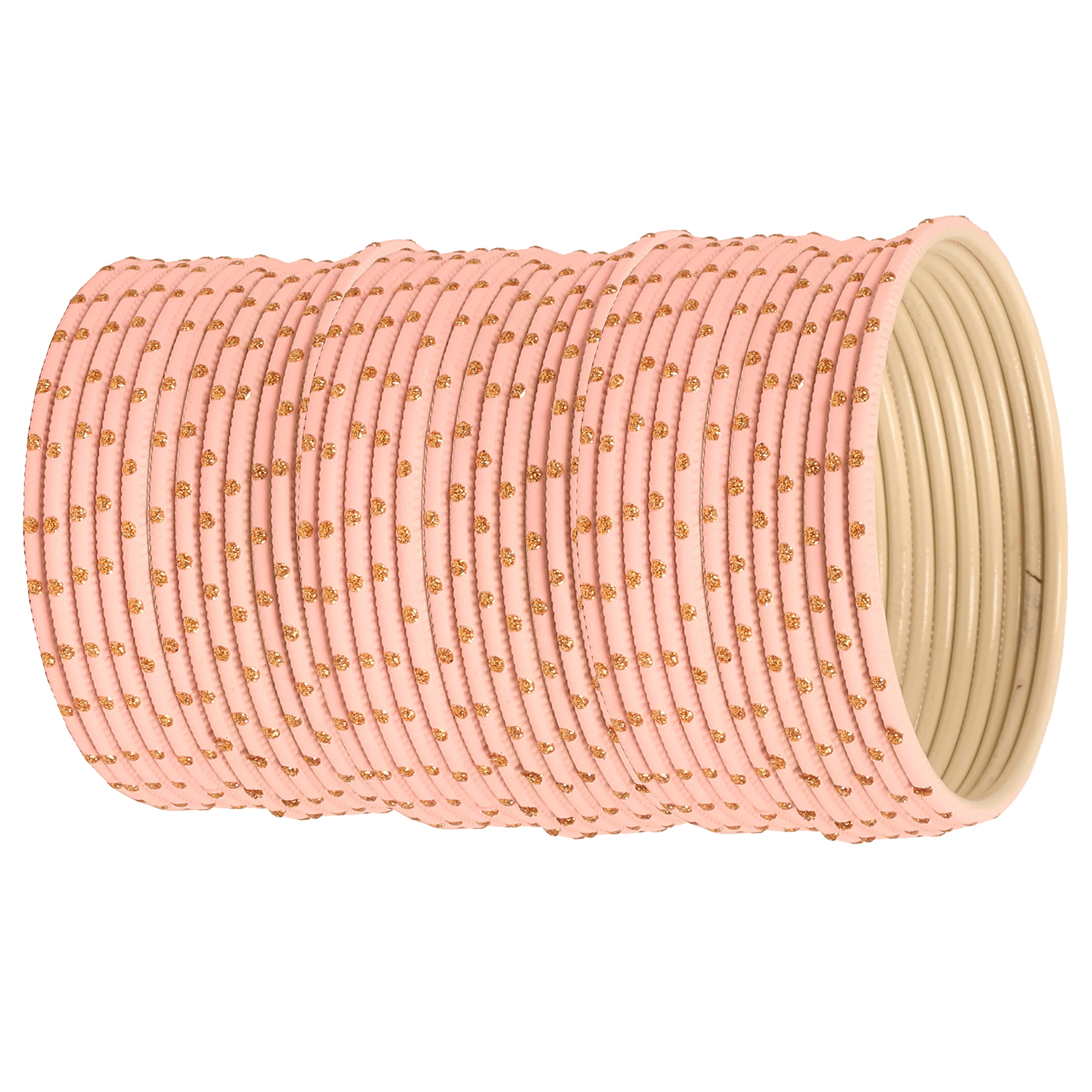 Touchstone Colorful Bangle Collection Indian Bollywood Alloy Metal Peach Golden Glaze Wrist Enhancing Designer Jewelry Bangle Bracelets. Set of 36 For Women.