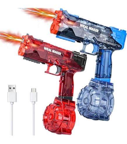 Pistola De Agua Eléctrica Recargable USB – Largo Alcance Y Automática – Depósito De 600 Ml – Batería 1500 MAh – Luces LED Azules – Juguete Para Piscina Y Playa – Para Niños Y Adultos