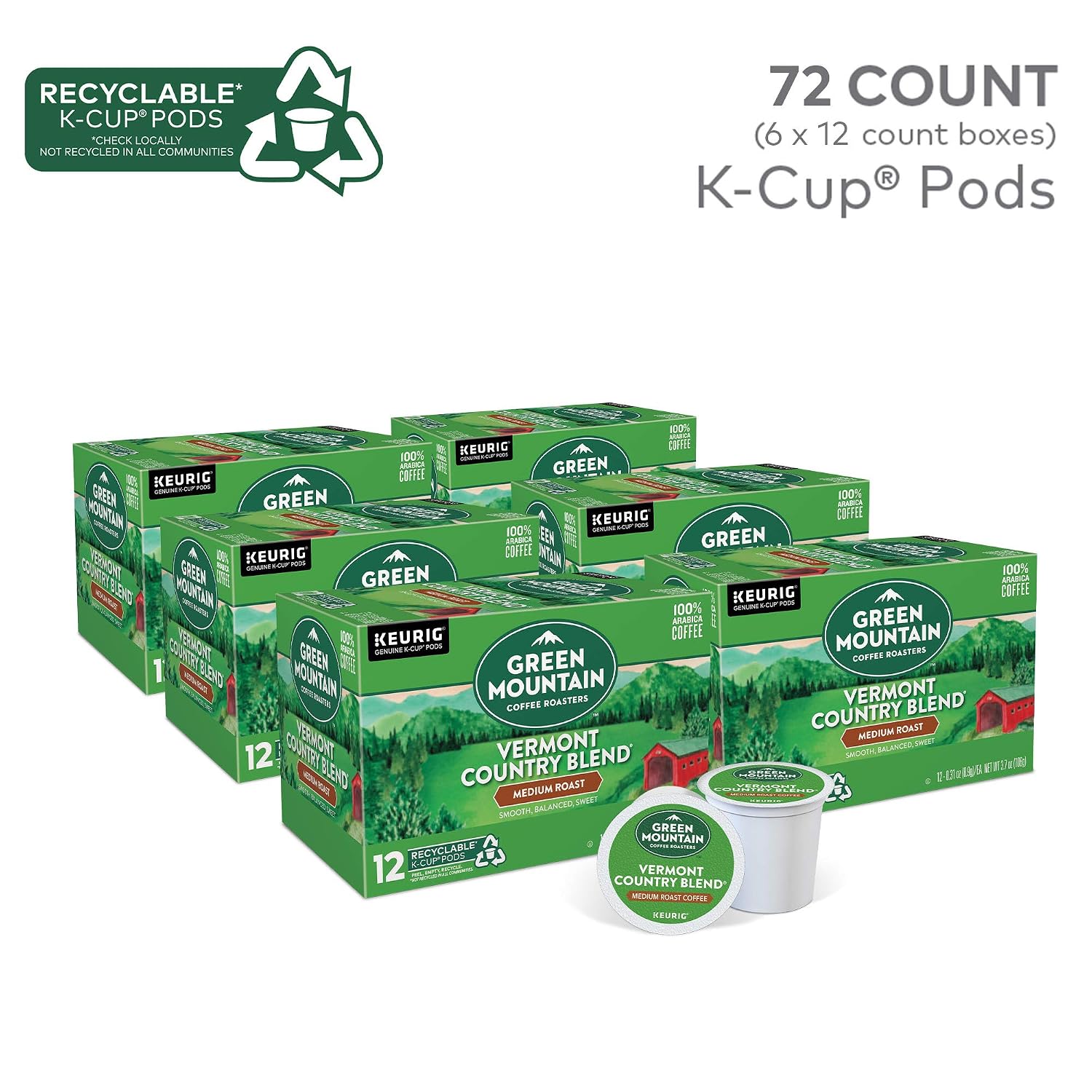 Green mountain coffee keurig vermont country Blend medium roast k-cups 12ct (099555085334)