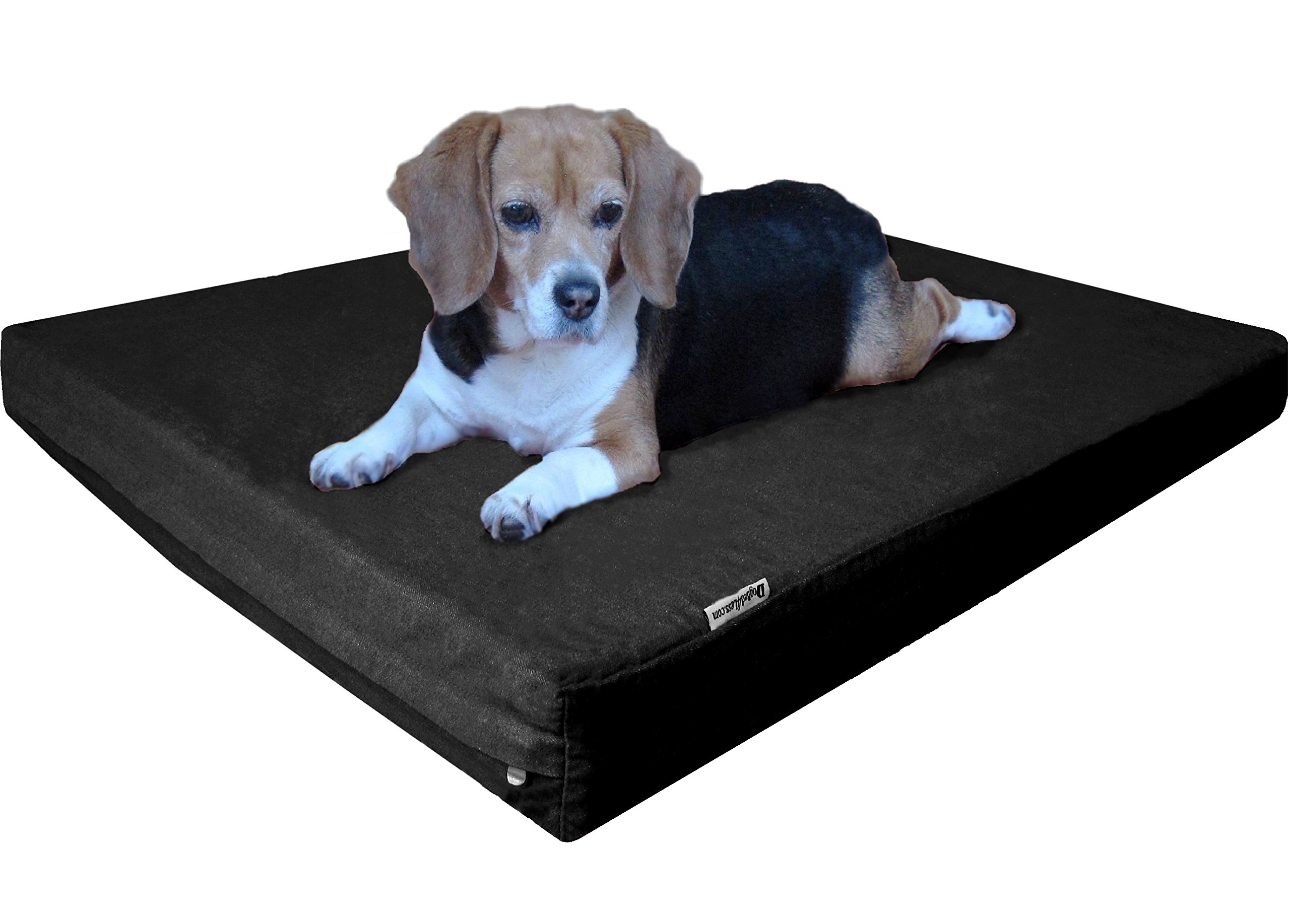 Dogbed4less Orthopedic Gel Infused Memory Foam Dog Bed, Waterproof Liner with Durable Washable Black Canvas Cover, 37X27X4 Inch