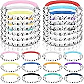Trnay 24 Pcs Volleyball Bracelets Valentines Day Gifts Sport Party Favors Charm Volleyball Bracelet Stackable Clay Beaded Bracelets for Senior Night Gifts Team Party Decor
