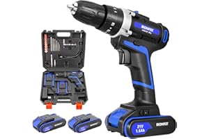 IRONFIST Cordless Drill, 2 Variable Speed Impact Driver 45Nm Torque, 3/8" Keyless Chuck Drill/Driver Sets, 2 Batteries and Charger