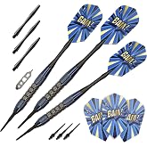 Viper Comix BAM! Soft Tip Darts Blue 18 Grams | Coated Alloy Barrels With Pineapple Cut Grooves, Aluminum Locking Shafts, 6 2BA Tufflex Tips, 6 Flights, Set of 3