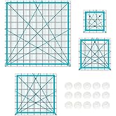 Quilting Rulers, Sewing Rulers, 4 Piece Quilting Square Templates, Acrylic Rulers with Non-Slip Rings for Sewing (3.5"X3.5", 5"X5", 6.5"X6.5", 10.5"X10.5") (Blue)