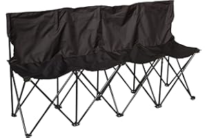 Trademark Innovations Portable 4-Seater Folding Outdoor Bench, Black