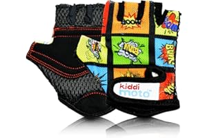 Kiddimoto Anti Slip Kids Bike Gloves for Kids Boys & Girls Best Toddler Bike Gloves Ages 2-8 Fingerless Cycling Gloves for Youth Sports Like MTB, BMX Dirt Biking, Mountain Bike Riding, Skates