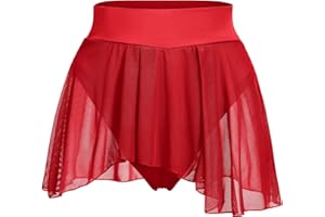 ABAFIP Women's Ruffle Dance Shorts Mesh Tulle Elastic Waist Asymmetrical Hem Rave Booty Bottoms Active Dancewear