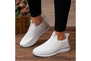 Women's Slip-on Walking Shoes, Elastic Heel Pull Tab & Breathable Knit Upper, Lightweight Casual Sneakers for Easy On/Off-BAI