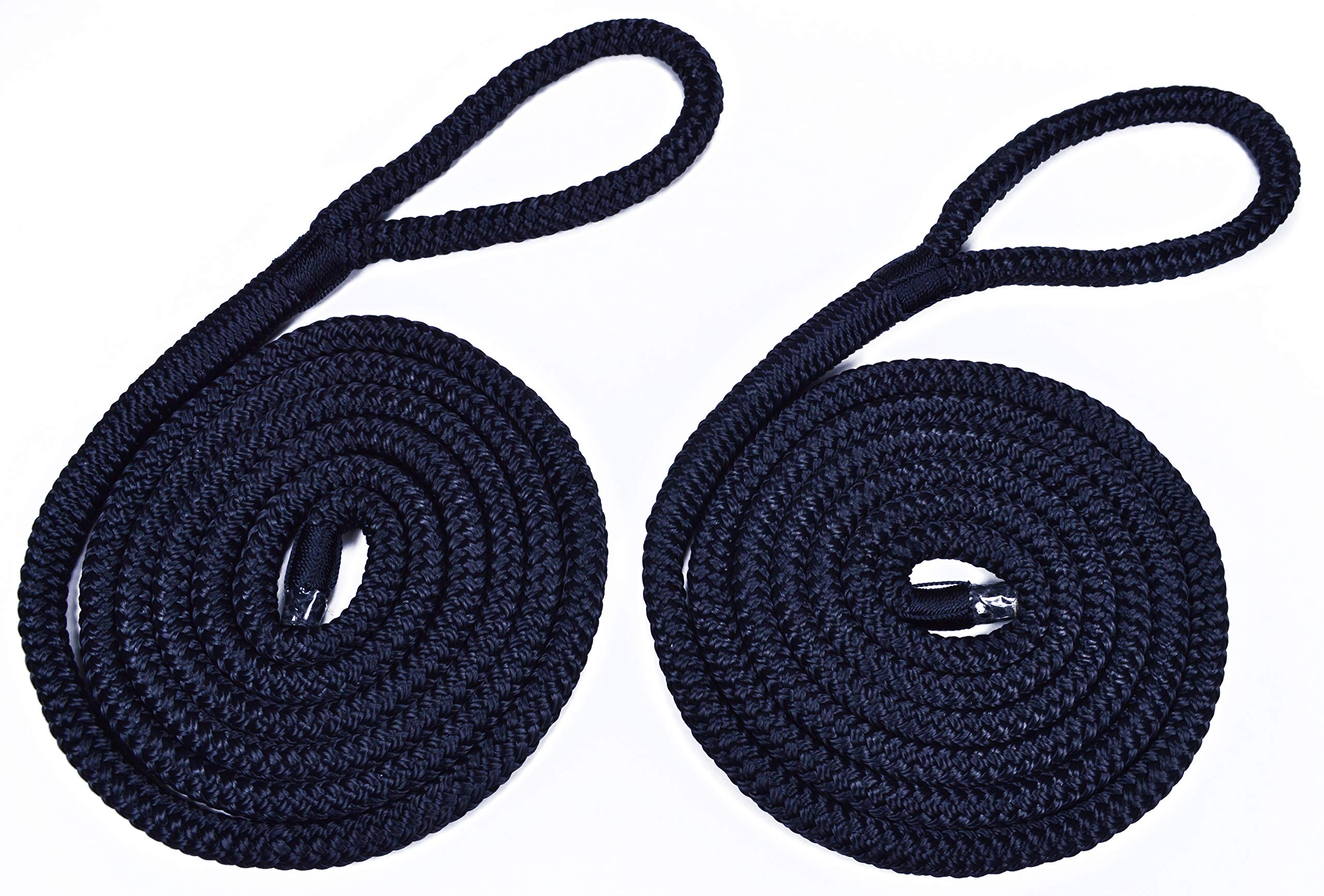 BORED? PARACORD! 3/8" Black Fender Line for Boats - Double Braided Nylon 6 Feet Marine Rope - 2 Pack