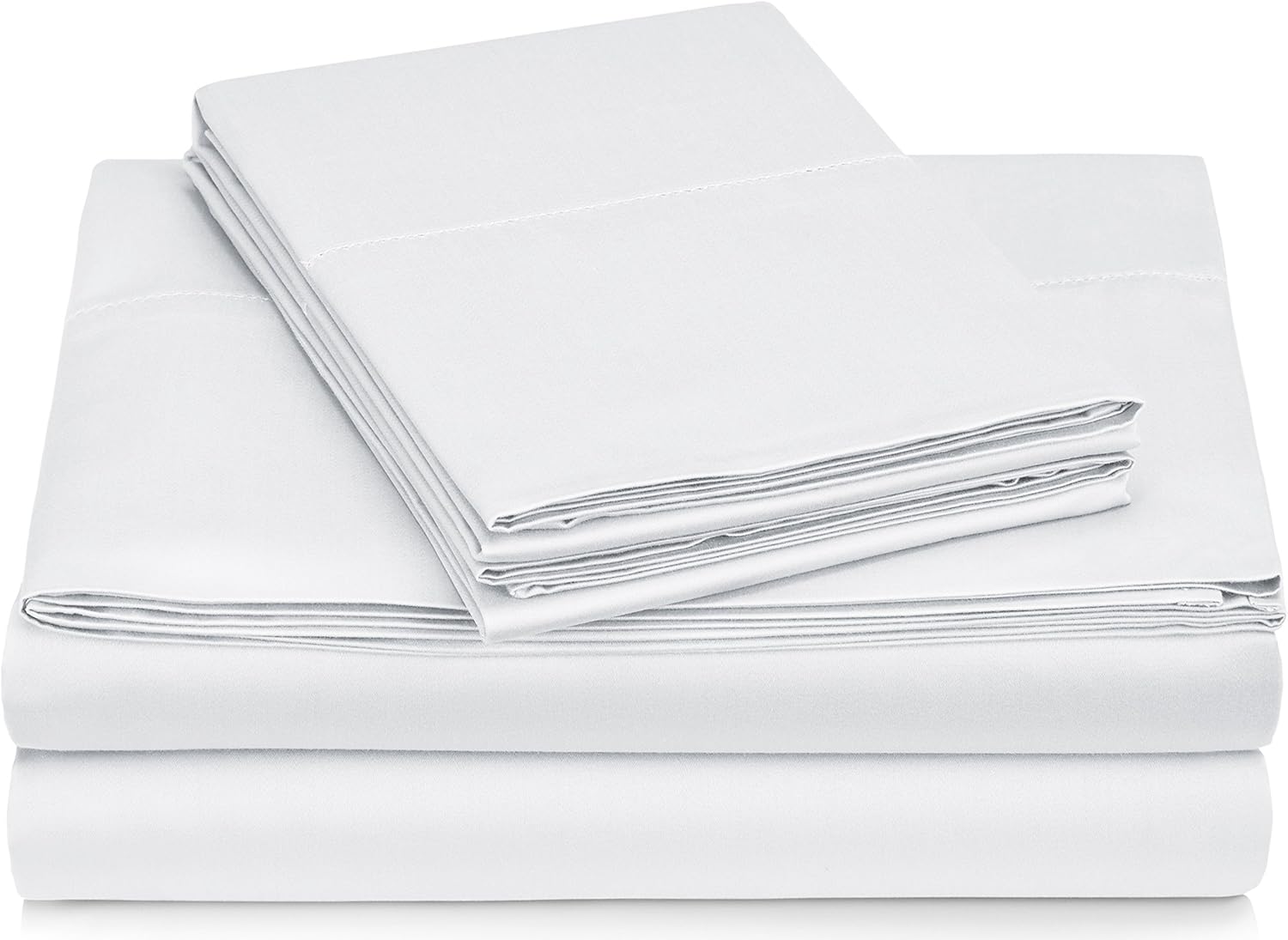 Pinzon 400 Thread Count Egyptian Cotton Sateen Hemstitch Sheet Set - Queen, White: Home & Kitchen