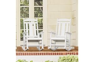 LUE BONA Outdoor Rocking Chairs Set of 2, Weather Resistant Poly Plastic Rocker Chairs, 350lb Heavy Duty, Oversized Porch Roc