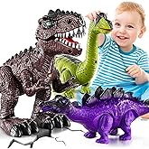 BLmukce 3-Pack Electronic Walking Dinosaur Toys for Toddlers 2-4, Moving Dinosaurs Toys with Lights, Roaring Sounds, T-Rex, B