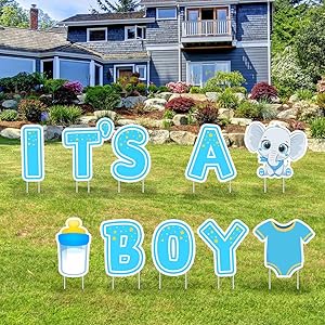 IT’S A BOY Blue Yard Signs with Stakes–Boy Special Delivery - It’s A Boy Elephant Baby Shower Yard Sign Lawn Decorations-Party Yard Sign-Welcome Home Baby Lawn Sign-Gender Reveal Baby Shower-10PCS