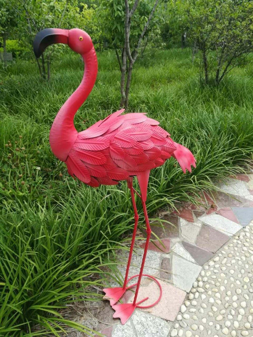 38'' Metal Pink Garden Flamingo Party Ornaments Decoration