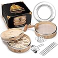 CROWNSPIRE 2 Tier Bamboo Steamer | Bamboo Steamer Basket with Reusable Silicone Liner | Food Dim Sum Kit for Cooking Baby Bao Bun, Rice, Vegetable, Fish and Meat