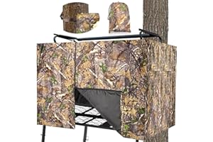 ChezMax Hunting Tree Stand Blind Cover - 110"x40" Big 2-3 Person Treestand Camo Blind Cover, Universal Camouflage Ground Blind with Quiet Zipper, Outdoor Hunting Gear Accessories for Deer Turkey