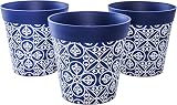 Hum Flowerpots 15cm Set of 3 Blue Maroc Plastic Plant Pots Indoor Outdoor