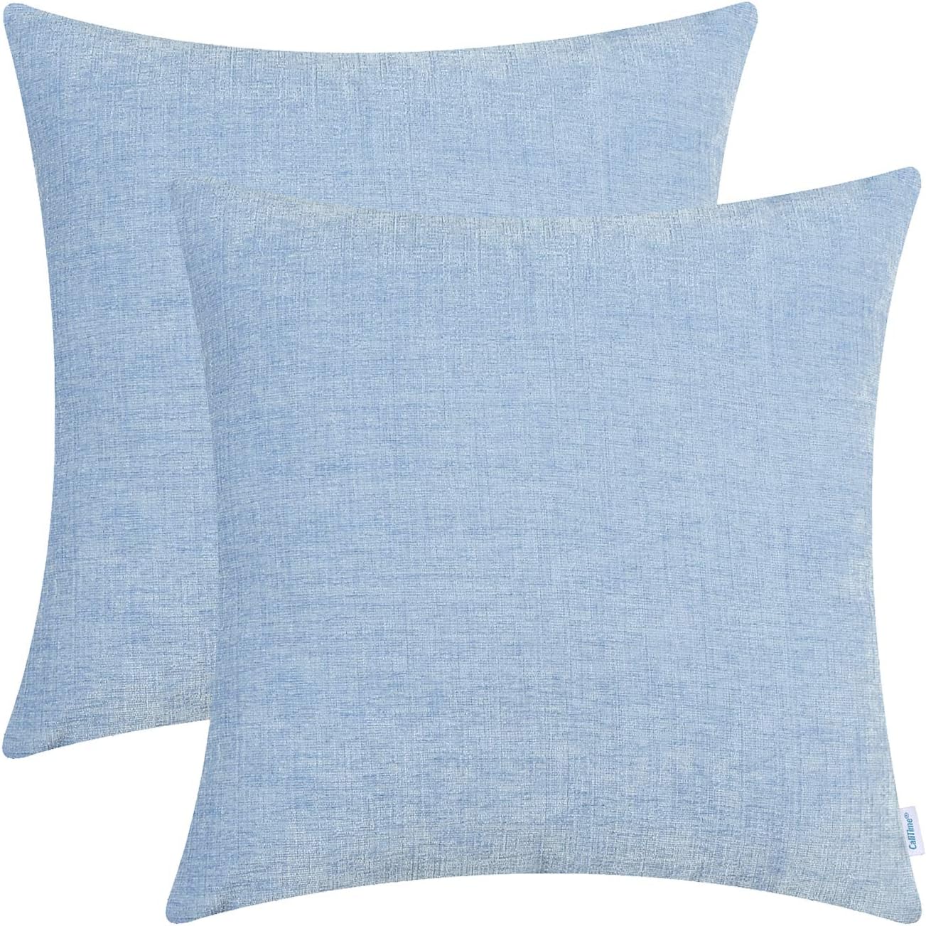 CaliTime Pack of 2 Cozy Throw Pillow Covers Cases for Couch Sofa Home Decoration Solid Dyed Soft Chenille 18 X 18 Inches Teal: Home & Kitchen