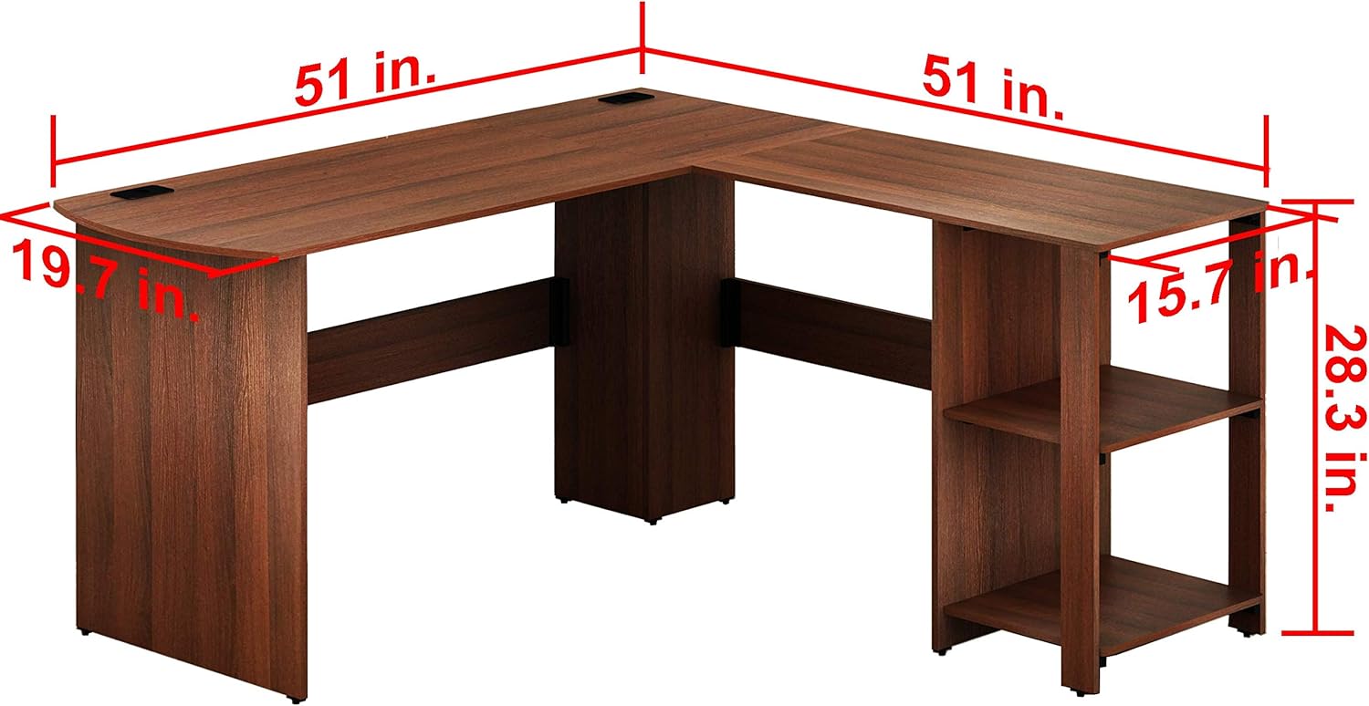 SHW L-Shaped Home Office Wood Corner Desk, Walnut: Kitchen & Dining