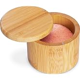 Totally Bamboo Salt Cellar with Swivel Lid, Salt Container for Countertop | Easy-open magnetic lid for one-hand use while cooking. 6 oz salt box for favorite salts, seasonings, or herbs.