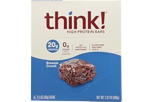 THINKTHIN think! Protein Bars, High Protein Snacks, Gluten Free, Sugar Free Energy Bar with Whey Protein Isolate, Brownie Crunch, Nutrition Bars Without Artificial Sweeteners, 2.1 Oz (10 Count)