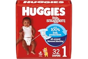 Huggies Size 1 Diapers, Little Snugglers Baby Diapers, Size 1 (8-14 lbs), 32 Count, Packaging May Vary